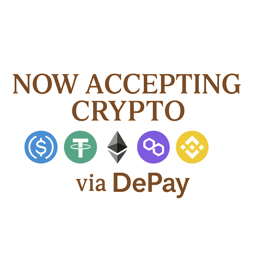 Now accepting crypto via DePay (USDC, USDT, ETH, MATIC, BNB)